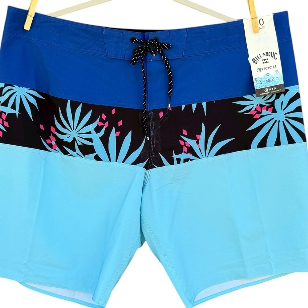 NWT Billabong Tribong Pro Recycler Boardshorts Blue Tropical Size 40